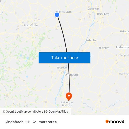 Kindsbach to Kollmarsreute map