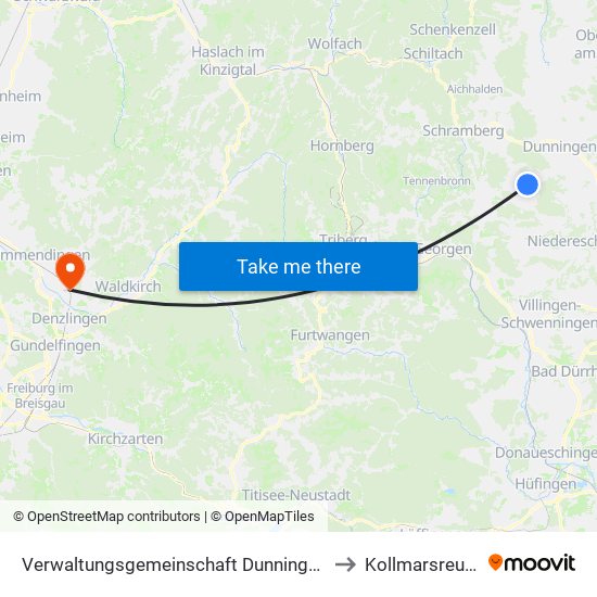 Verwaltungsgemeinschaft Dunningen to Kollmarsreute map