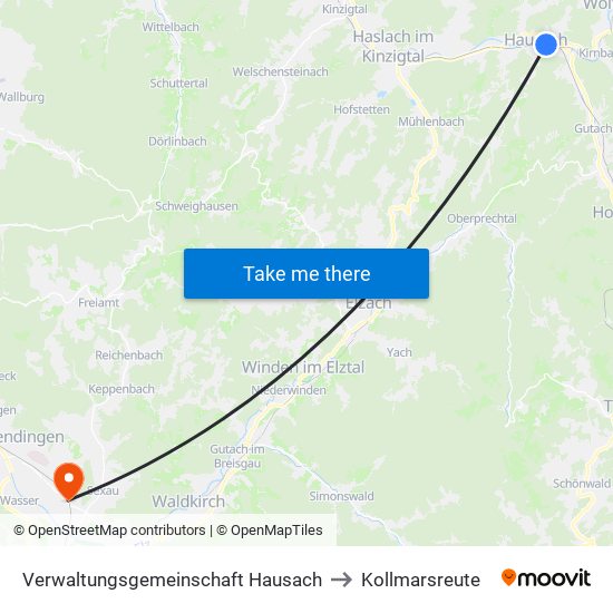 Verwaltungsgemeinschaft Hausach to Kollmarsreute map