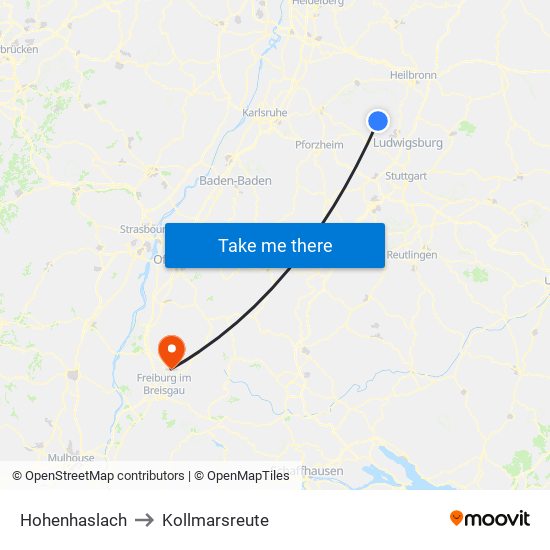 Hohenhaslach to Kollmarsreute map