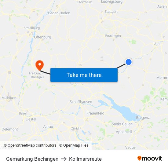 Gemarkung Bechingen to Kollmarsreute map