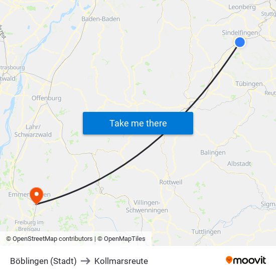 Böblingen (Stadt) to Kollmarsreute map