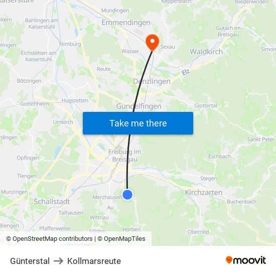 Günterstal to Kollmarsreute map