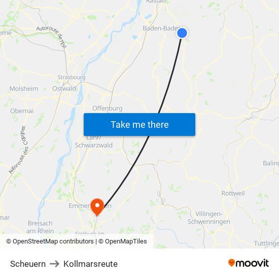 Scheuern to Kollmarsreute map