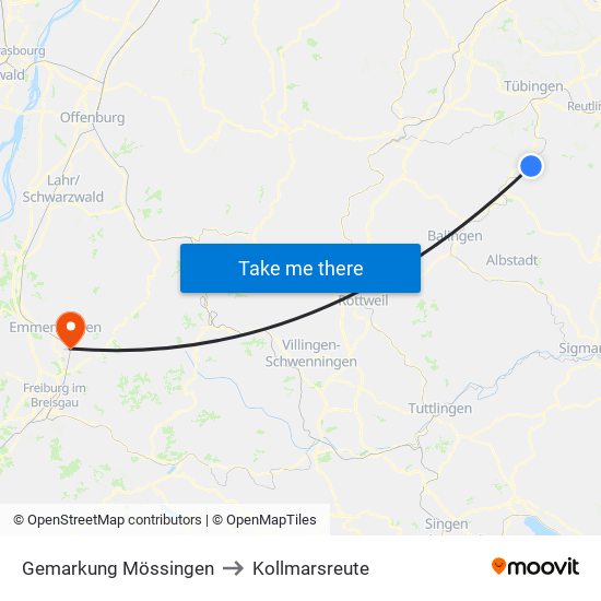 Gemarkung Mössingen to Kollmarsreute map