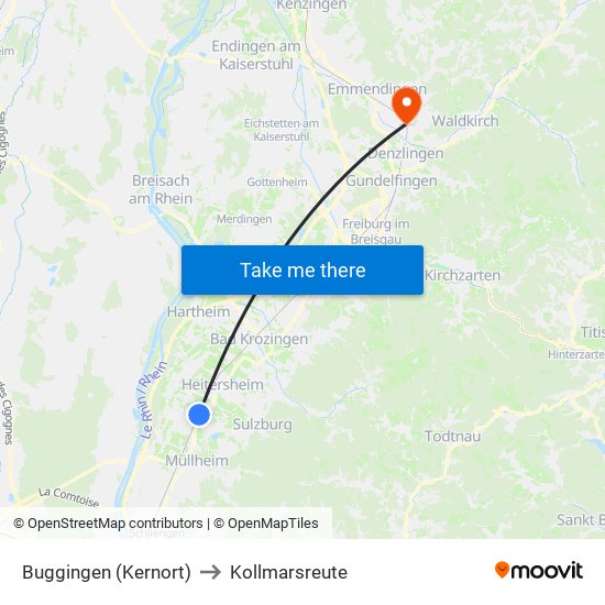 Buggingen (Kernort) to Kollmarsreute map