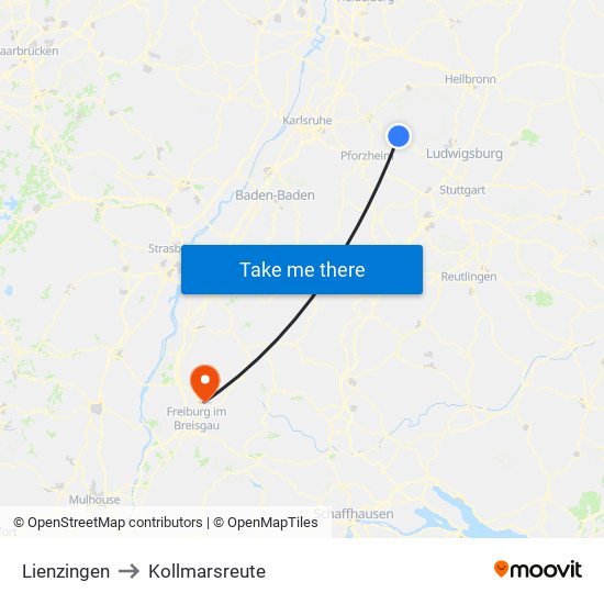 Lienzingen to Kollmarsreute map