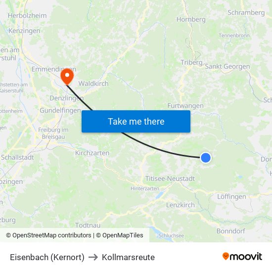 Eisenbach (Kernort) to Kollmarsreute map