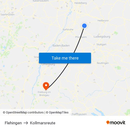 Flehingen to Kollmarsreute map