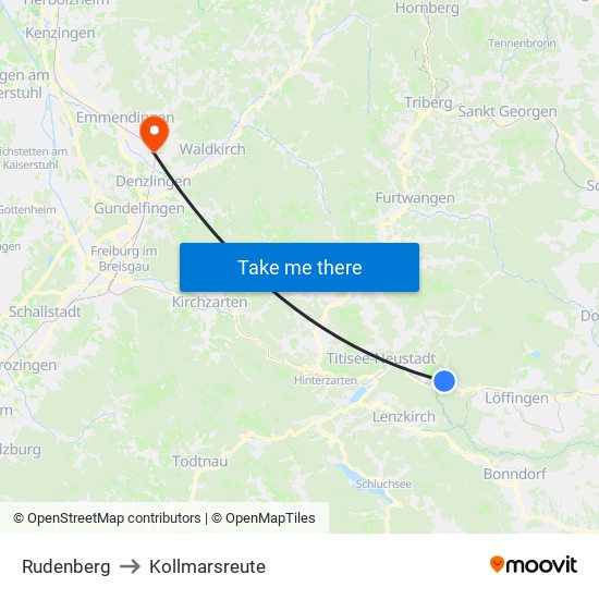 Rudenberg to Kollmarsreute map