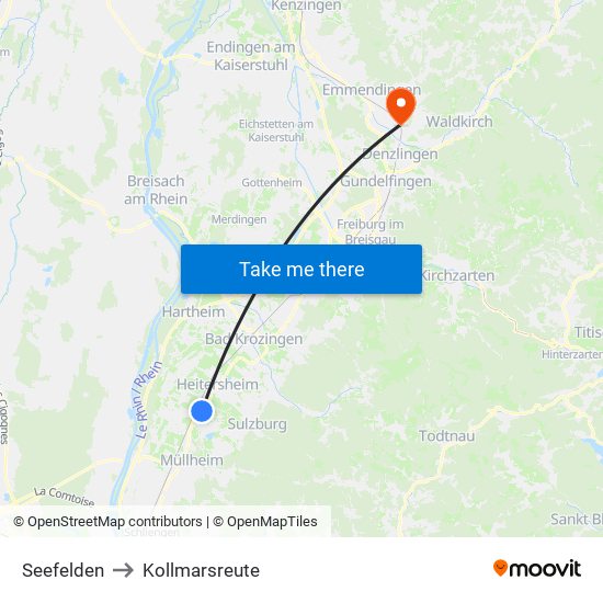 Seefelden to Kollmarsreute map