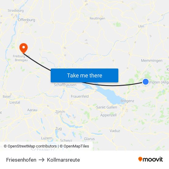 Friesenhofen to Kollmarsreute map