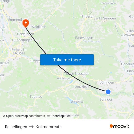 Reiselfingen to Kollmarsreute map