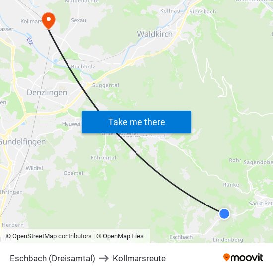 Eschbach (Dreisamtal) to Kollmarsreute map