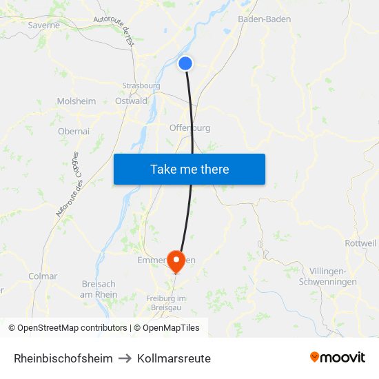Rheinbischofsheim to Kollmarsreute map