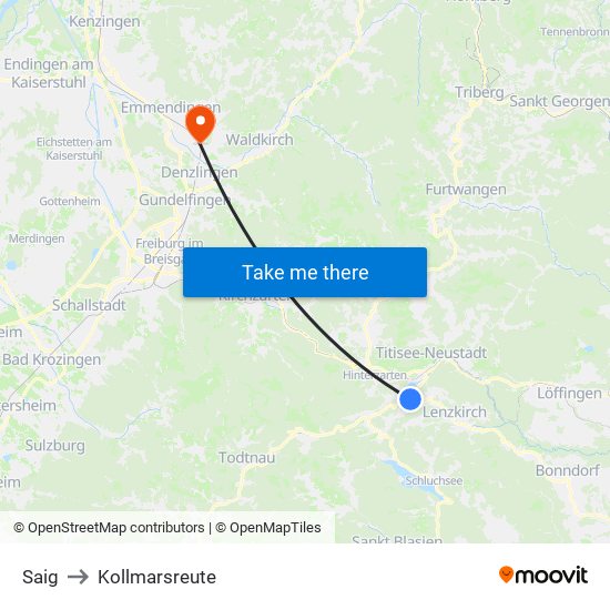 Saig to Kollmarsreute map