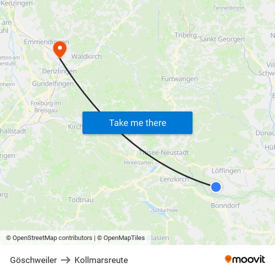 Göschweiler to Kollmarsreute map