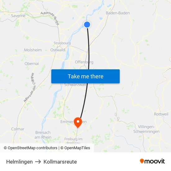 Helmlingen to Kollmarsreute map