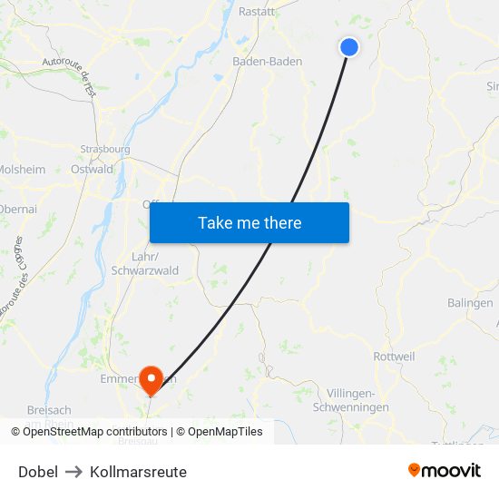 Dobel to Kollmarsreute map