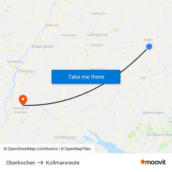 Oberkochen to Kollmarsreute map