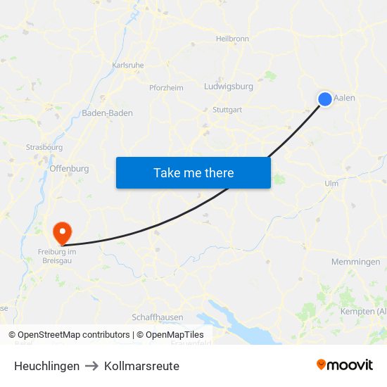 Heuchlingen to Kollmarsreute map