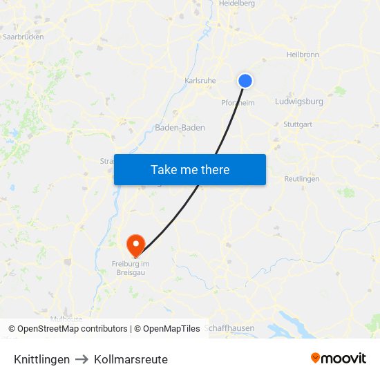 Knittlingen to Kollmarsreute map