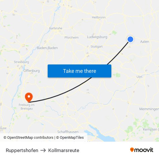 Ruppertshofen to Kollmarsreute map