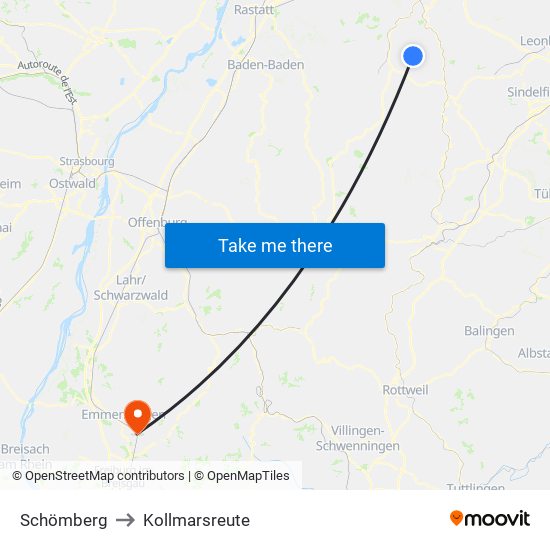 Schömberg to Kollmarsreute map