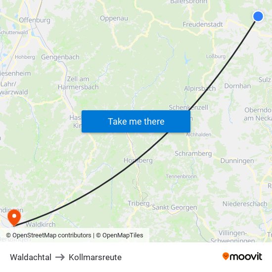 Waldachtal to Kollmarsreute map