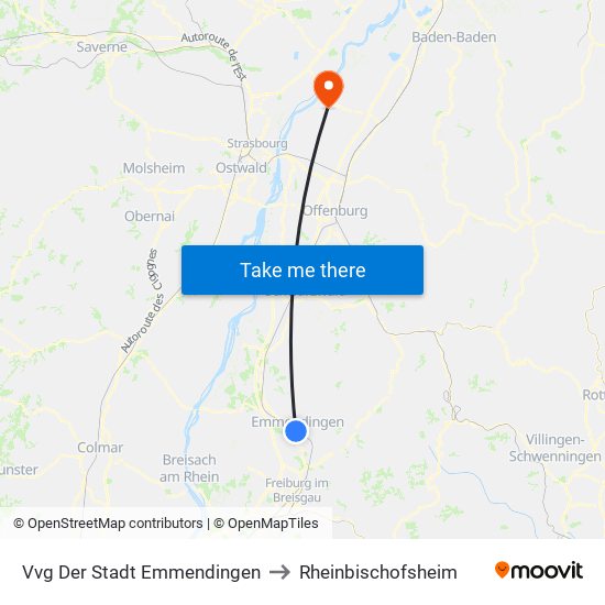 Vvg Der Stadt Emmendingen to Rheinbischofsheim map