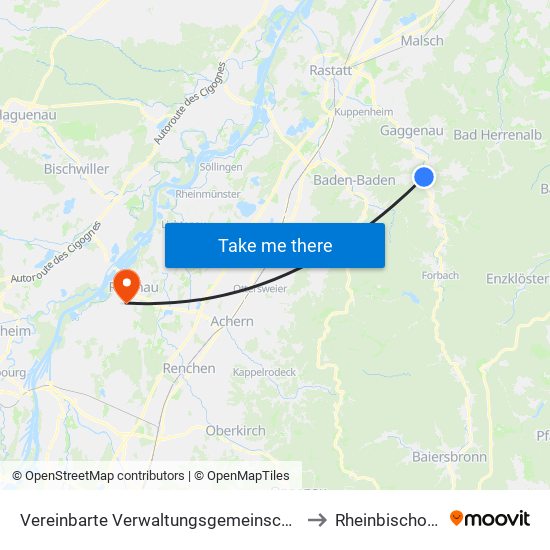 Vereinbarte Verwaltungsgemeinschaft Gernsbach to Rheinbischofsheim map
