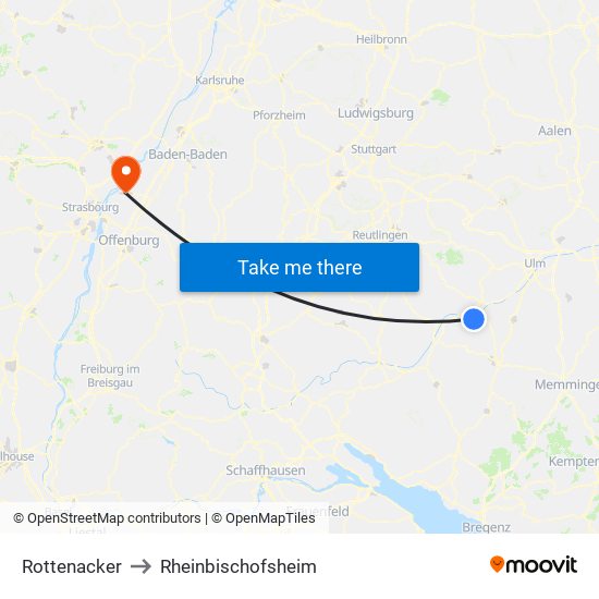 Rottenacker to Rheinbischofsheim map