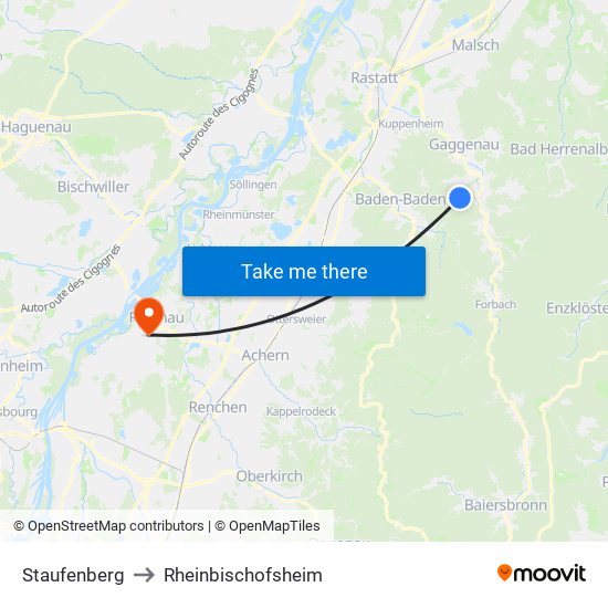 Staufenberg to Rheinbischofsheim map