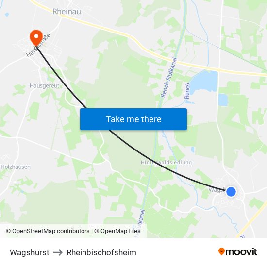 Wagshurst to Rheinbischofsheim map