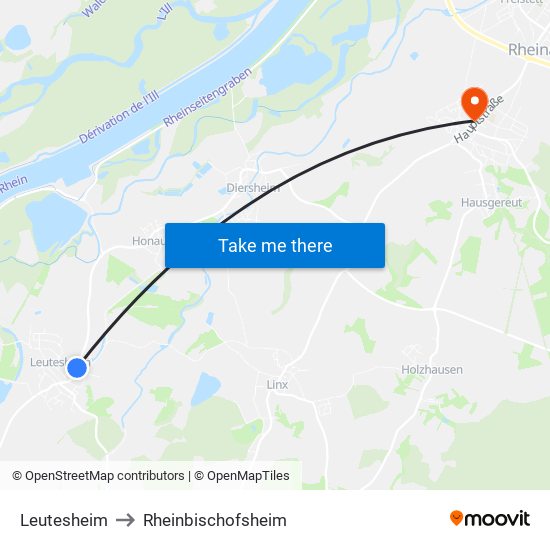 Leutesheim to Rheinbischofsheim map