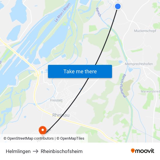 Helmlingen to Rheinbischofsheim map