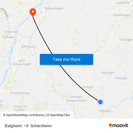 Balgheim to Scherzheim map