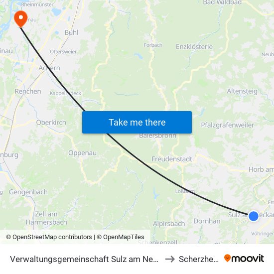 Verwaltungsgemeinschaft Sulz am Neckar to Scherzheim map