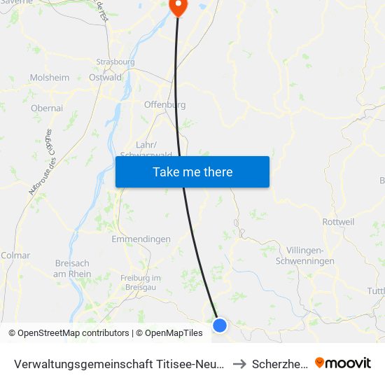 Verwaltungsgemeinschaft Titisee-Neustadt to Scherzheim map