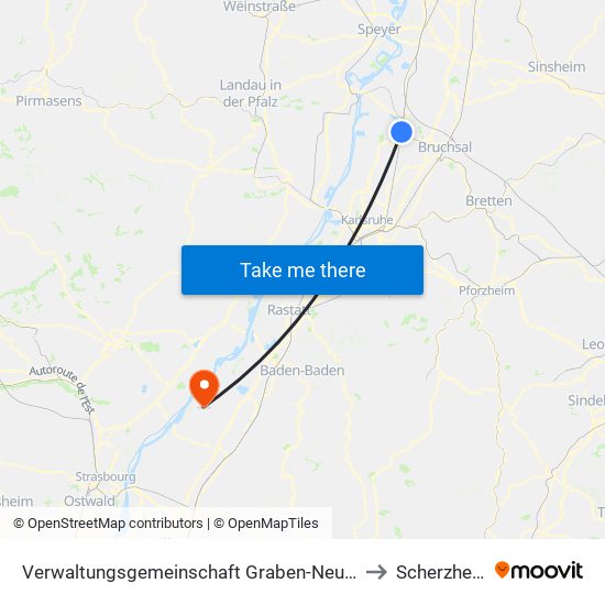 Verwaltungsgemeinschaft Graben-Neudorf to Scherzheim map