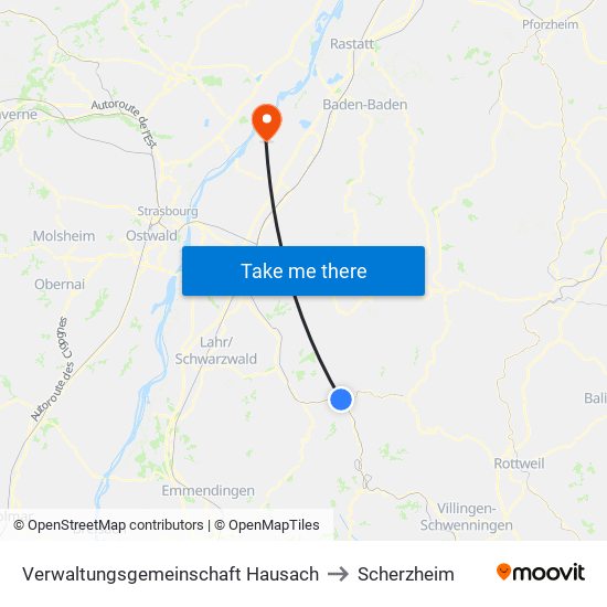 Verwaltungsgemeinschaft Hausach to Scherzheim map