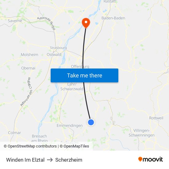 Winden Im Elztal to Scherzheim map