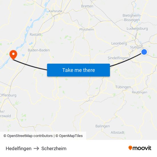 Hedelfingen to Scherzheim map