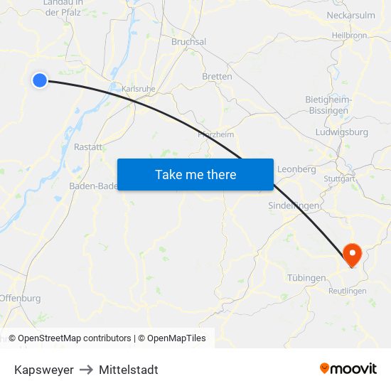 Kapsweyer to Mittelstadt map