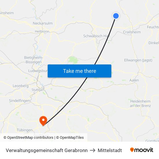 Verwaltungsgemeinschaft Gerabronn to Mittelstadt map