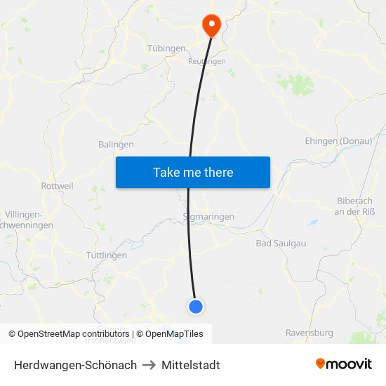 Herdwangen-Schönach to Mittelstadt map