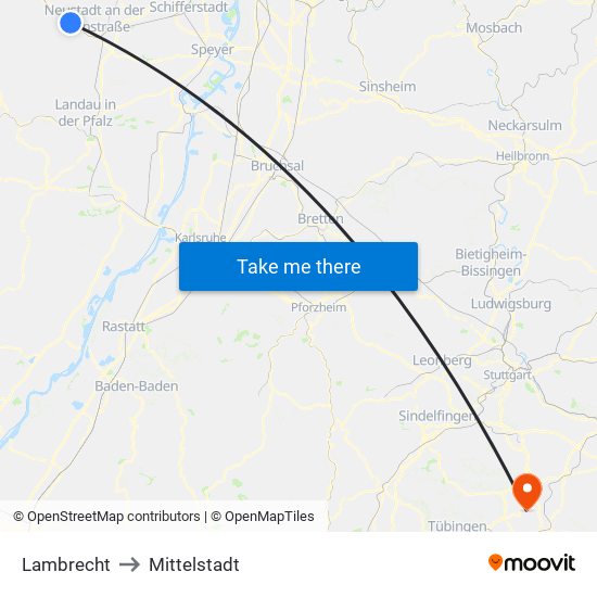 Lambrecht to Mittelstadt map