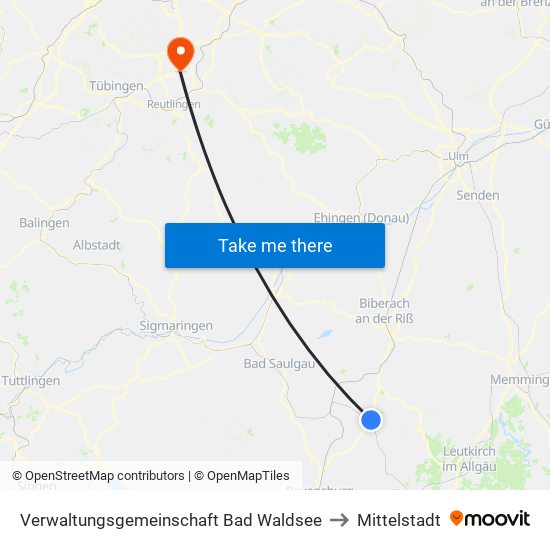 Verwaltungsgemeinschaft Bad Waldsee to Mittelstadt map