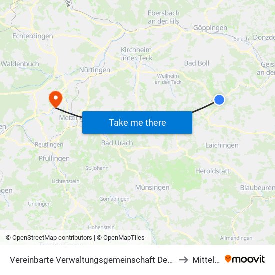 Vereinbarte Verwaltungsgemeinschaft Der Gemeinde Deggingen to Mittelstadt map