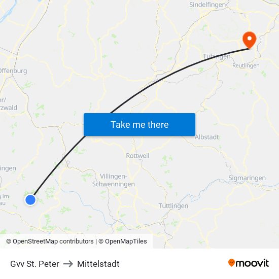 Gvv St. Peter to Mittelstadt map